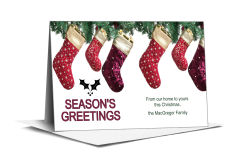 Three Fireplace Christmas Stocking Holiday Card w-Envelope 7.875